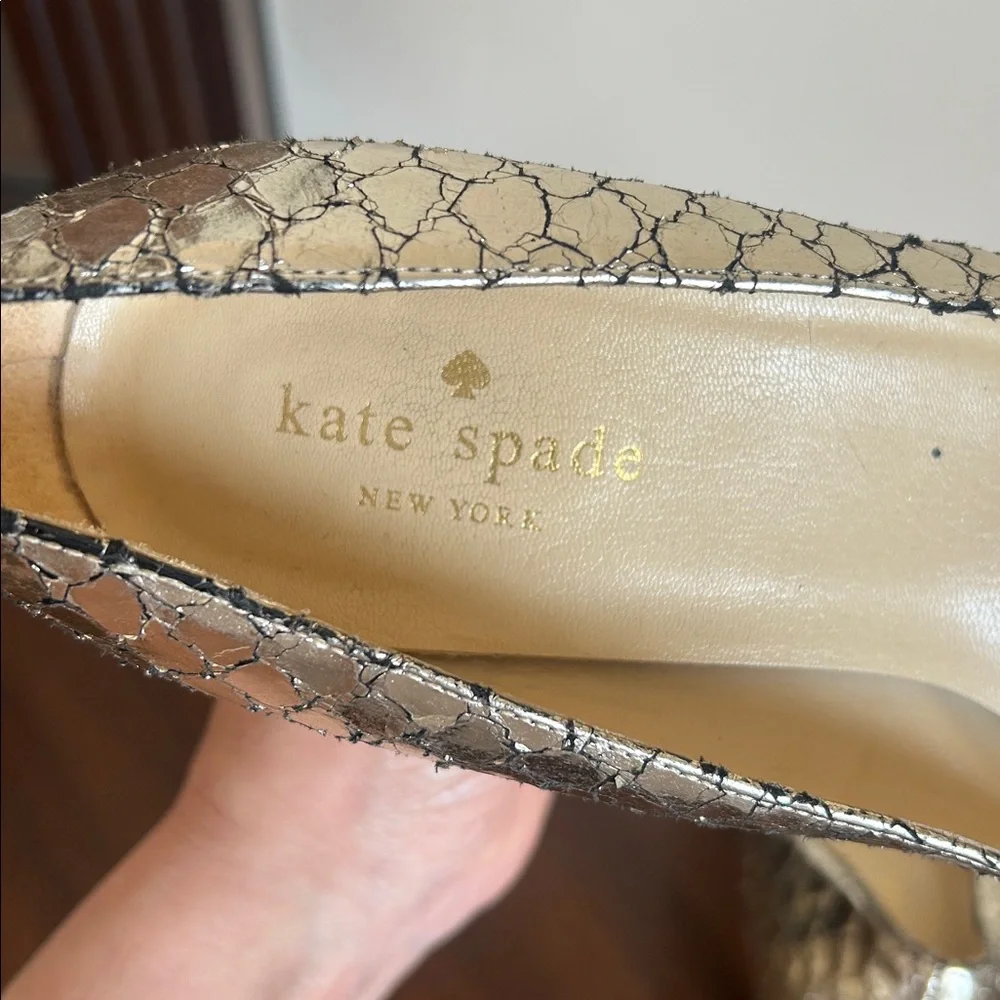 Kate Spade Karolina Python Embossed Leather Metallic Heels - Picture 7 of 10